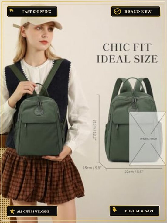 Convertible Nylon Mini Backpack for Women - Lightweight Travel Daypack with main image 2